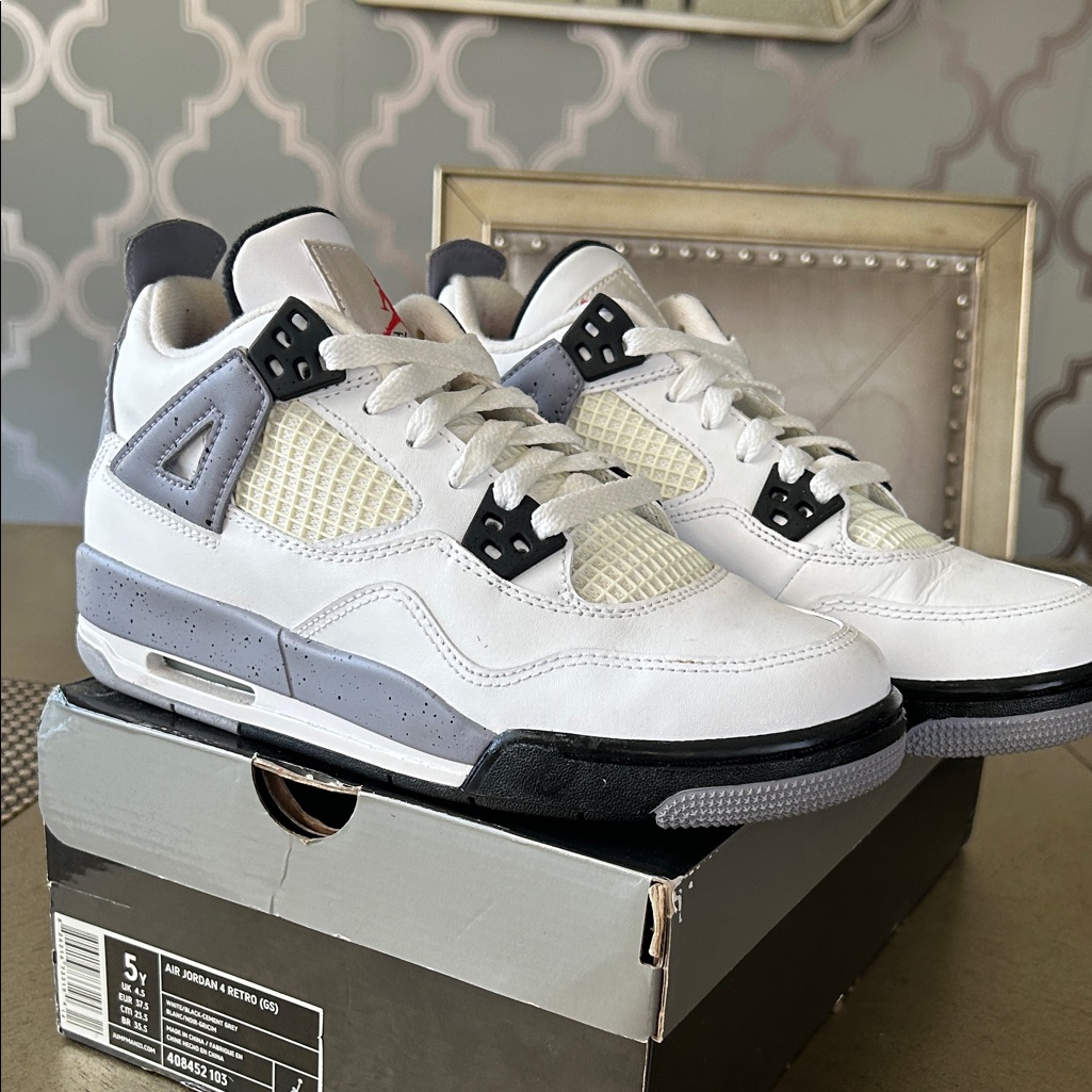 Jordan 4 White Cement Gray Sneakers